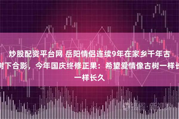炒股配资平台网 岳阳情侣连续9年在家乡千年古樟树下合影，今年国庆终修正果：希望爱情像古树一样长久