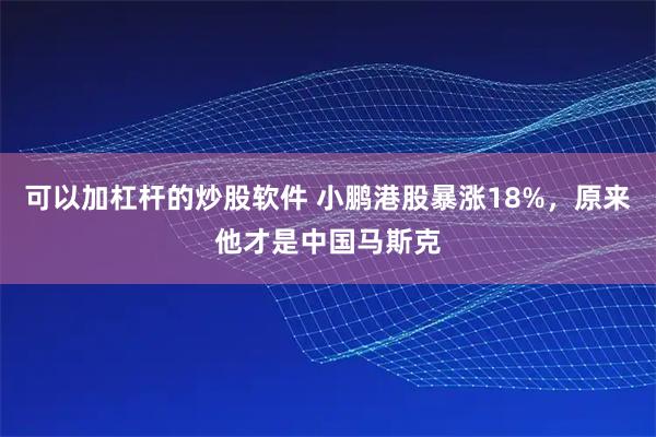 可以加杠杆的炒股软件 小鹏港股暴涨18%,原来他才是中国马斯克